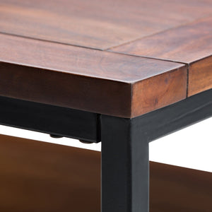 English Elm Skyler Square Coffee Table - Handcrafted Dark Cognac Brown With Industrial Metal Frame & Storage B136P158238-GIGA