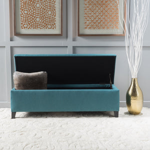 English Elm Ottoman Bench Seat with Lift Top Hidden Storage Polyester Upholstered Entryway Piece Teal 60159.00DTE