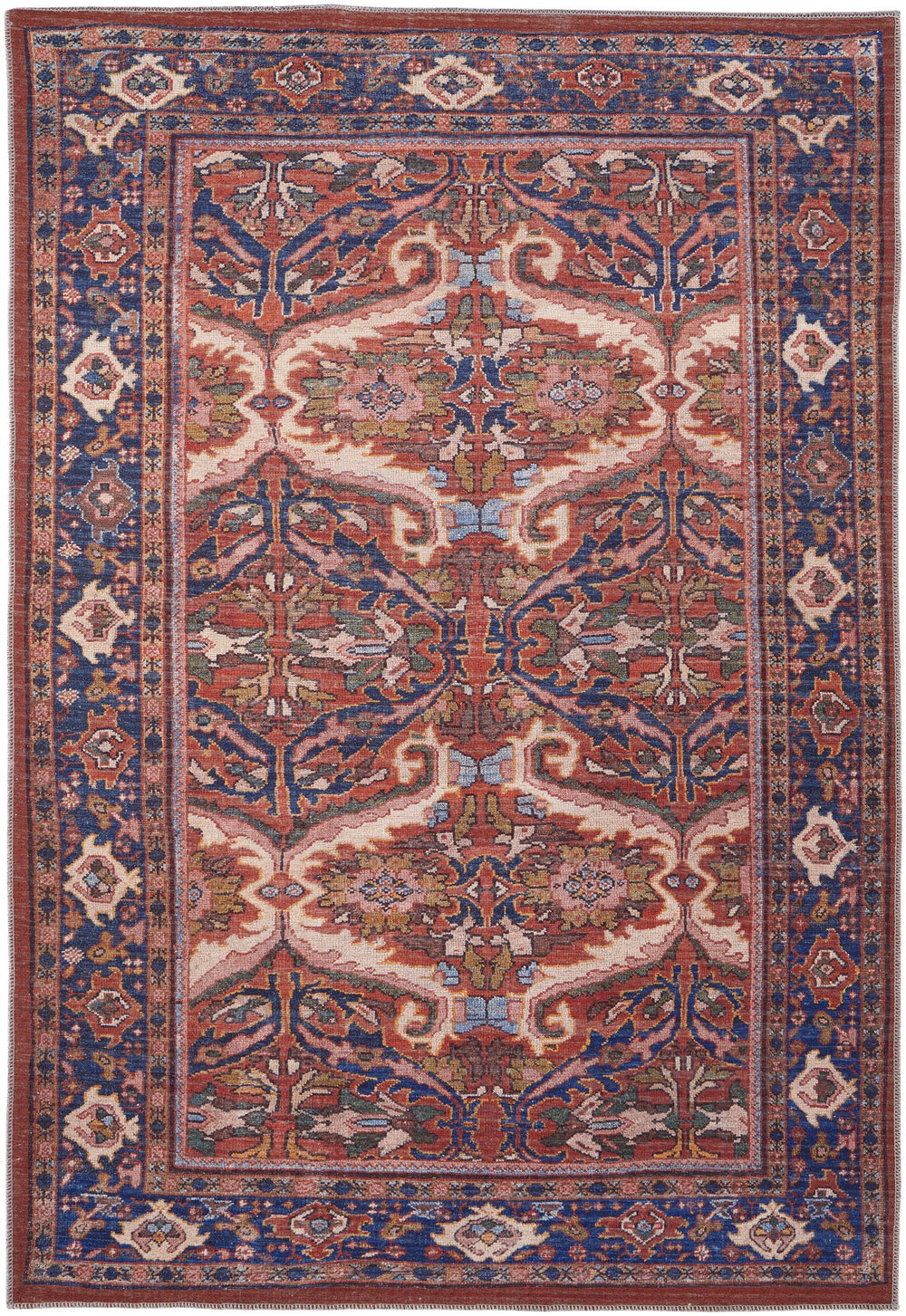 Feizy Rugs Rln39hmf Rawlins Vintage-inspired Polyester Medallion Rug – Antique Charm With Intricate Patterns & Warm Hues Red,Tan,Blue Polyester Rln39hmfrednvyp00