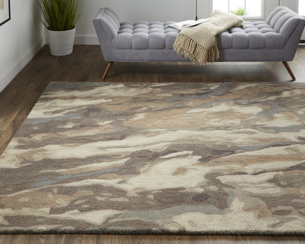 Feizy Rugs Amira Abstract Hand-tufted Wool Area Rug - Contemporary Style For Living Rooms & Home Offices Brown,Gray,Tan Wool Ami8632fbrn000h00