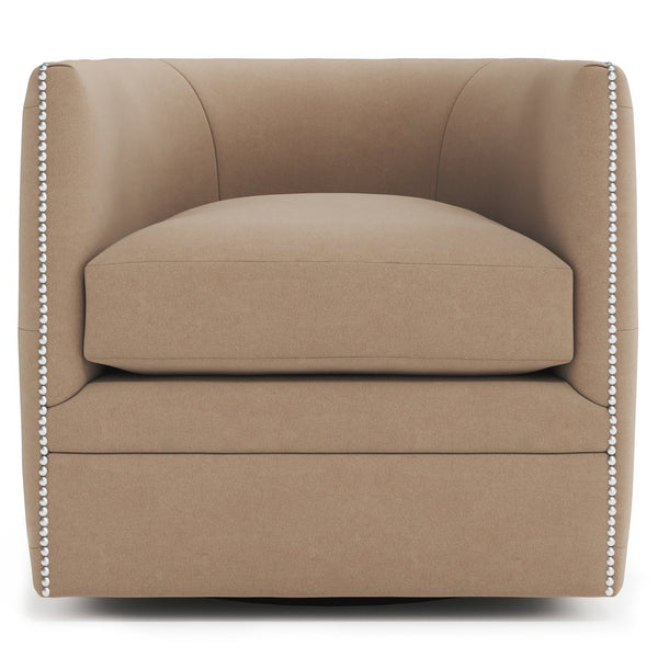 Bernhardt Bernhardt Palazzo Fabric Swivel Chair With Barrel Back, Nailhead Trim & Tufted Curved Comfort B2122SA