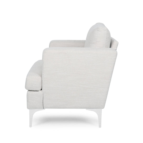 English Elm Christopher Knight Home® - CLUB Chair Beige Fabric Upholstered Accent Seat with Silver Iron Legs, Cozy Modern Comfort 32"W 71569.00