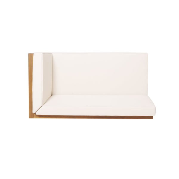 English Elm Brava Outdoor Acacia Corner Bench Set with Coffee Table for Patio Entertaining Beige 57968.00BEI