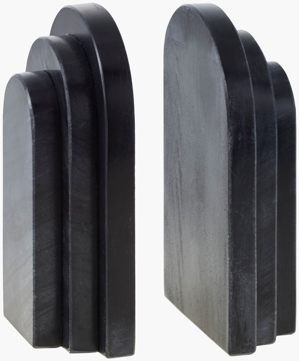 Livabliss Aayena Genuine Marble Bookends Natural Stone Veining Shelf Decor Minimalist Pair EYA001-SET