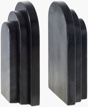 Livabliss Aayena Genuine Marble Bookends Natural Stone Veining Shelf Decor Minimalist Pair EYA001-SET