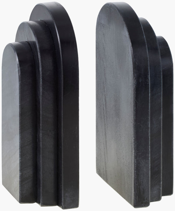 Livabliss Aayena Genuine Marble Bookends Natural Stone Veining Shelf Decor Minimalist Pair EYA001-SET