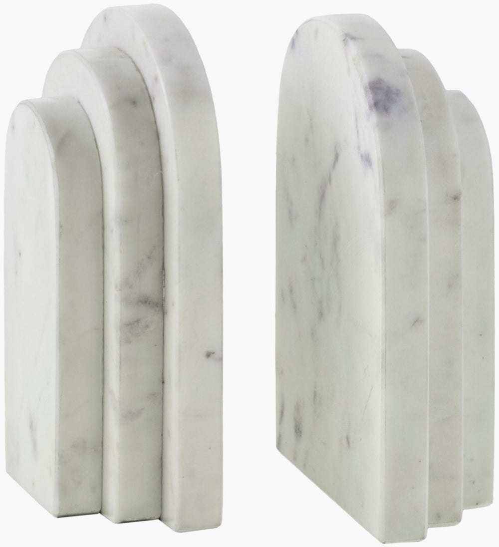 Livabliss Aayena Solid Marble Bookends Handcrafted Natural Stone Veining for Shelves and Desks EYA002-SET