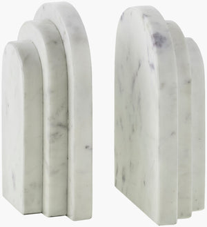 Livabliss Aayena Solid Marble Bookends Handcrafted Natural Stone Veining for Shelves and Desks EYA002-SET