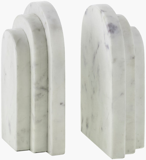 Livabliss Aayena Solid Marble Bookends Handcrafted Natural Stone Veining for Shelves and Desks EYA002-SET