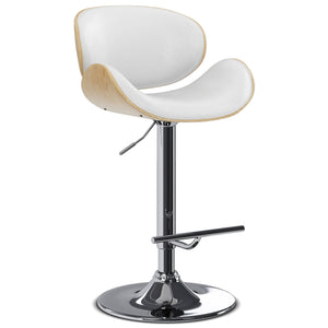 English Elm Marana Adjustable Swivel Bar Stool - Mid-Century Modern Design In White Faux Leather & Chrome Base B136P158935