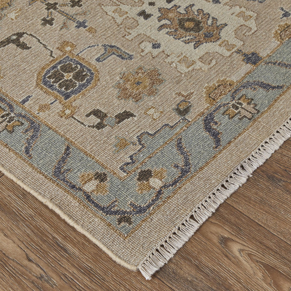 Feizy Rugs Corbitt Hand Knotted Wool Oriental Rug - Intricate Persian Design In Muted Tones For Elegance Tan,Blue,Gold Wool Cor0613fbgemlth50