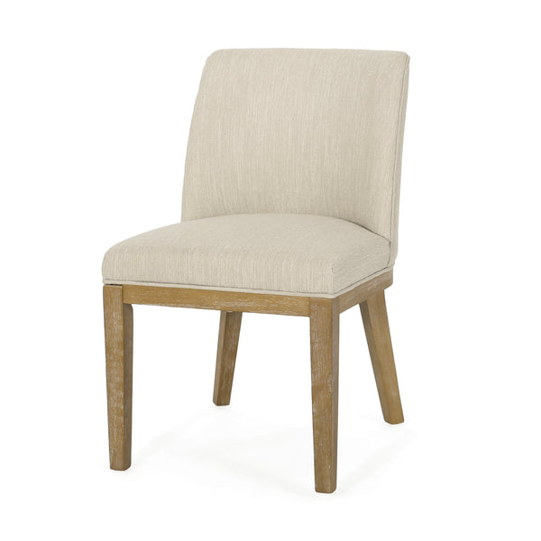 English Elm Dining Chair Set of 2 Solid Wood Textured Fabric Upholstered Farmhouse Modern Style 69408.00FBGE