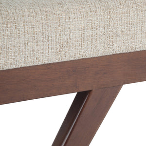 English Elm Chanelle Mid Century Ottoman Bench with Distressed Vegan Faux Leather, Solid Rubberwood Frame, 48" White B136P159225