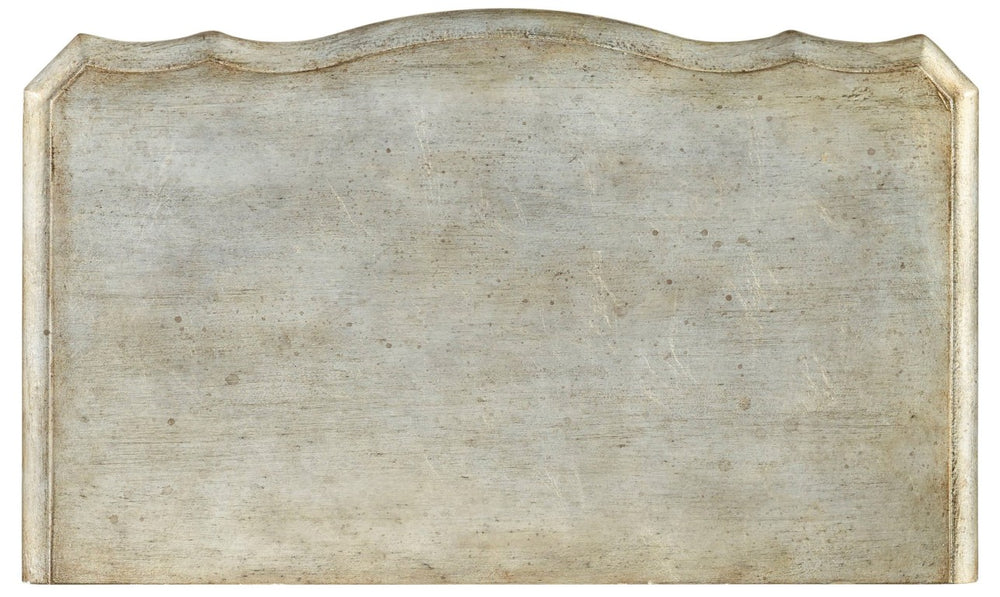 Hooker Furniture Sanctuary Silver Leaf Bombe Nightstand With 3 Drawers, Antique Hardware, Cord Clip & Power Supply 5413-90016