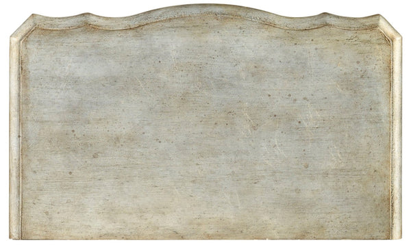 Hooker Furniture Sanctuary Silver Leaf Bombe Nightstand With 3 Drawers, Antique Hardware, Cord Clip & Power Supply 5413-90016