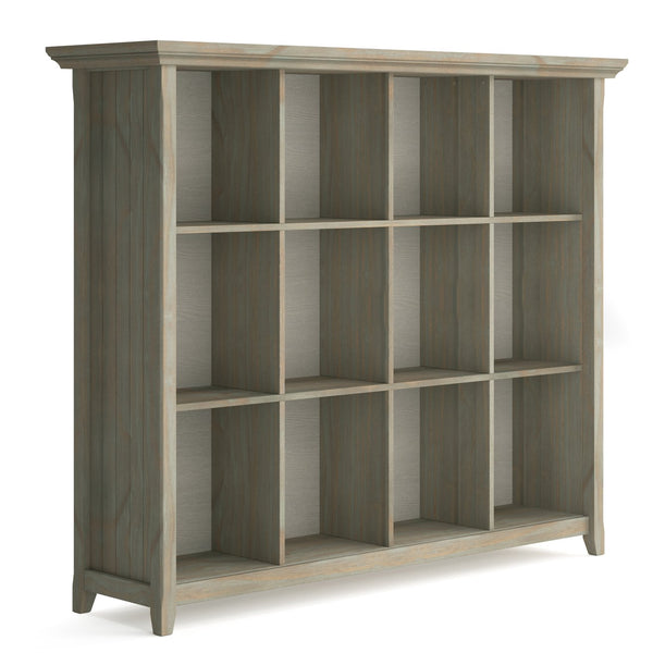 English Elm Acadian 12-Cube Storage Unit In Distressed Grey - Rustic Solid Wood Organizer For Any Room B136P158285