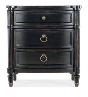 Hooker Furniture Charleston Maraschino Cherry Three-Drawer Nightstand With Soft-Close Drawers, Felt Liner, Usb Charging Black 6750-90015-97