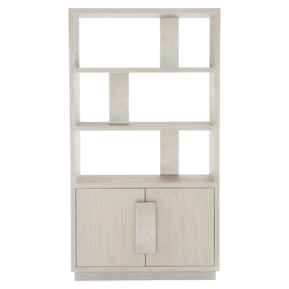 Bernhardt Bernhardt Ellis Etagere With Jicama White Oak & Nickel Cast Aluminum—Asymmetrical Bauhaus Display, 82"H 305128
