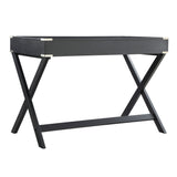 Homelegance By Top-Line Beatrix X-Base Wood Accent Campaign Writing Desk Black MDF