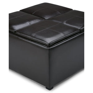 English Elm Avalon - Elegant Square Storage Ottoman In Tanners Brown Faux Leather For Stylish Living Spaces B136P159775