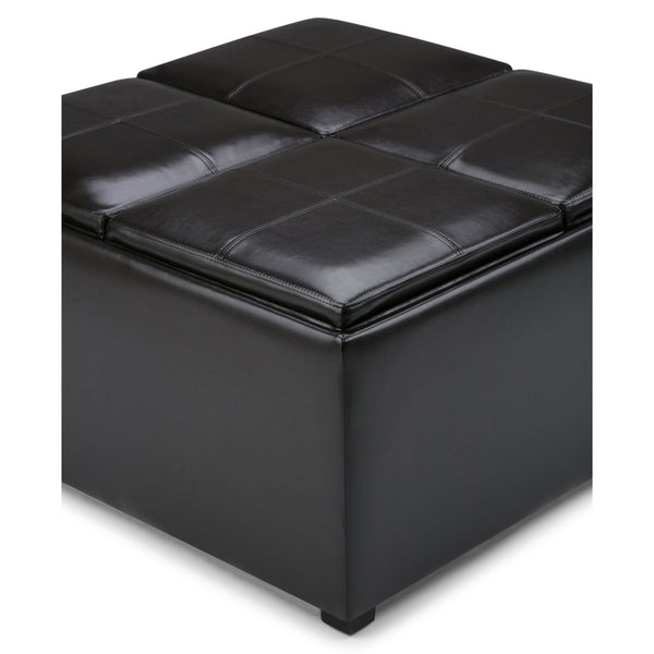 English Elm Avalon - Elegant Square Storage Ottoman In Tanners Brown Faux Leather For Stylish Living Spaces B136P159775