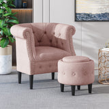 Christopher Knight Home® - Noble House - Beihoffer Petite Tufted Fabric Chair and Ottoman Set