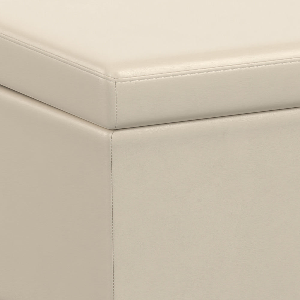 English Elm Avalon Extra Large Storage Ottoman Bench - Versatile Satin Cream Seat With Child-Safe Hinge B136P158654