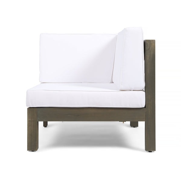 English Elm Brava Acacia Hardwood Outdoor Bistro Set with Cross-back Chairs and Square Coffee Table 64491-64492.00WHI-64496.00GRY