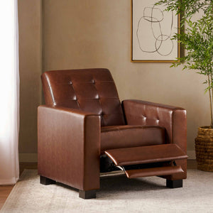 English Elm Christopher Knight Home® - RECLINER ergonomic PU leather lounge chair with plush padding and supportive design for home comfort and style Light Brown 71978.00PUCOGN
