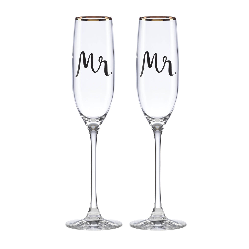 Lenox Kate Spade Wedding Party Mr. & Mr. 2-Piece Champagne Flute Set Clear, GOLD GLASS,CRYSTAL 882964