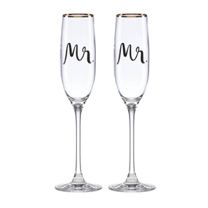 Lenox Kate Spade Wedding Party Mr. & Mr. 2-Piece Champagne Flute Set Clear, GOLD GLASS,CRYSTAL 882964