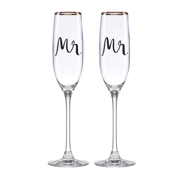 Lenox Kate Spade Wedding Party Mr. & Mr. 2-Piece Champagne Flute Set Clear, GOLD GLASS,CRYSTAL 882964