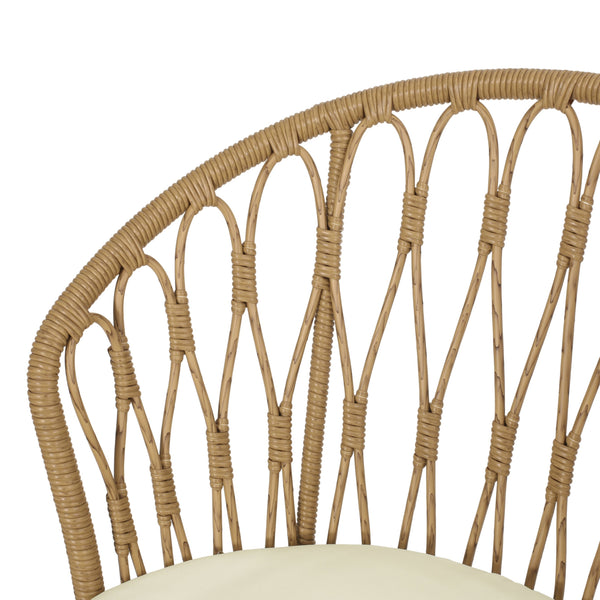 English Elm Christopher Knight Home® - TAVON Wicker Dining Chairs 2-Pack with Cushions, Light Brown PE Rattan, Hairpin Legs, Weather-Resistant Finish 71397.00