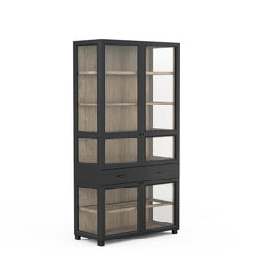 A.R.T. Furniture Frame Display Cabinet - Elegant Two-tone Design With Glass Doors, Adjustable Shelves & Touch Lighting Black Ash & Poplar Solid,Plank,Effect Flakey & Quarter,Sawn Oak Veneer,Metal 278240-2340
