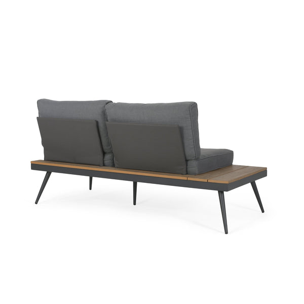 English Elm Norfolk Outdoor Left Sectional Seat with Mesh Back and Faux Wood Aluminum Frame 62750.00LGRY