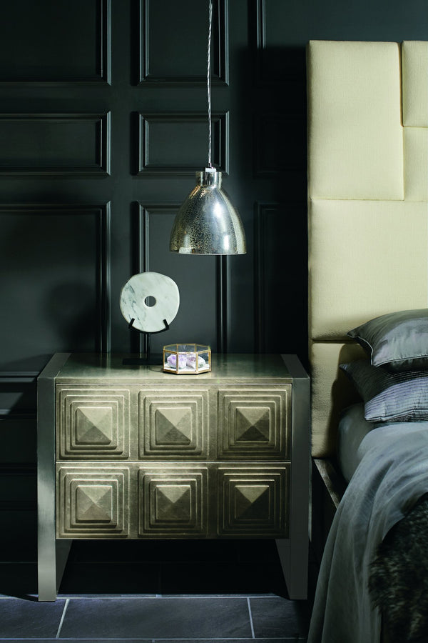 Bernhardt Bernhardt Mosaic King Panel Bed With Upholstered Mondrian Headboard And Quartered Oak Cerused Finish K1063