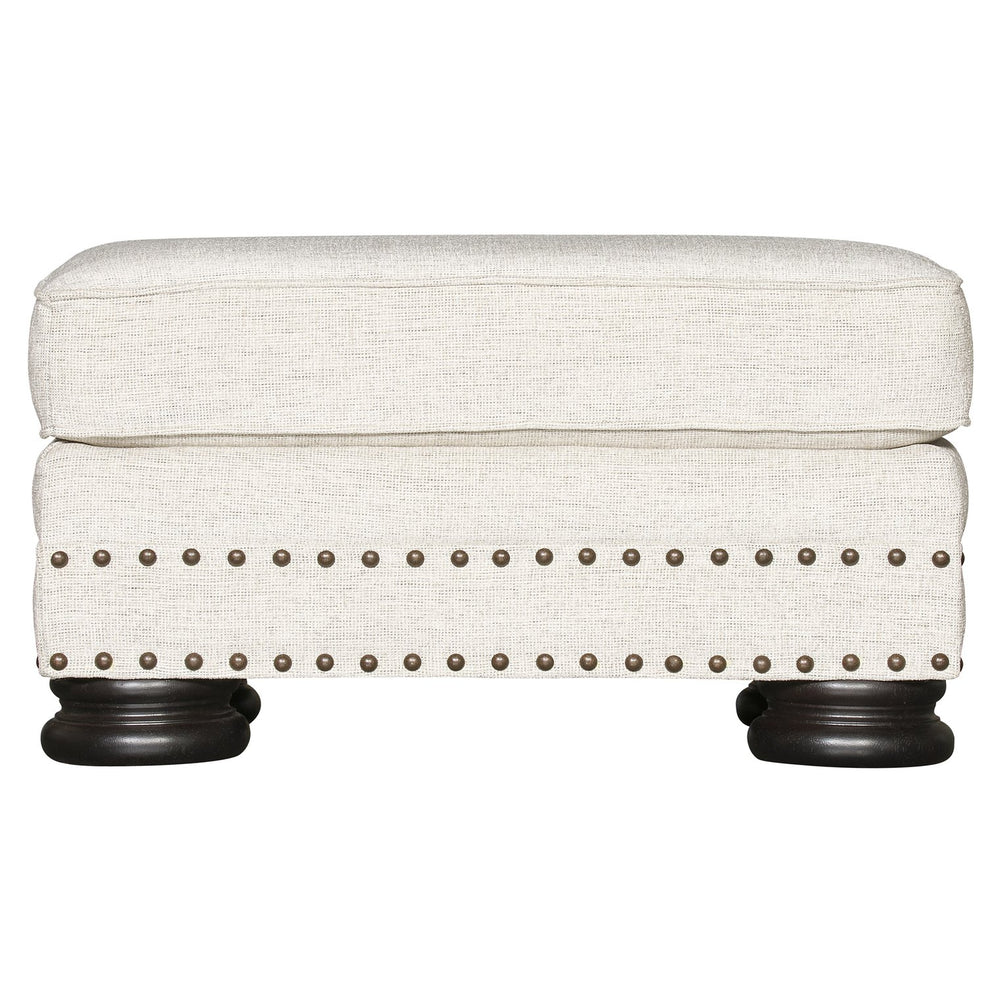 Bernhardt Bernhardt Foster Upholstered Ottoman With Nailhead Trim & Exposed Wood Legs, Plush Rectangular Seat — Made To Order B5171G