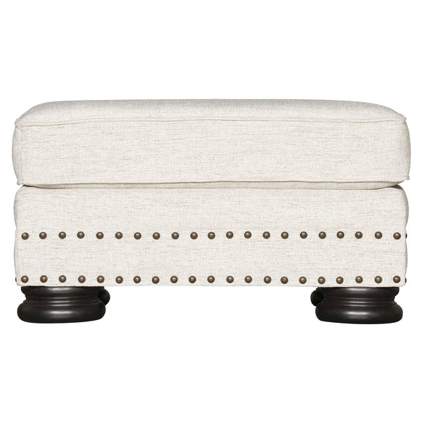 Bernhardt Bernhardt Foster Upholstered Ottoman With Nailhead Trim & Exposed Wood Legs, Plush Rectangular Seat — Made To Order B5171G