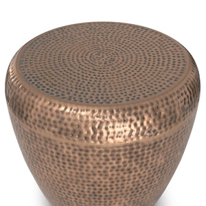 English Elm Preston - Handcrafted Antique Copper Drum Side Table - Modern Industrial Accent For Any Room B136P159008-GIGA