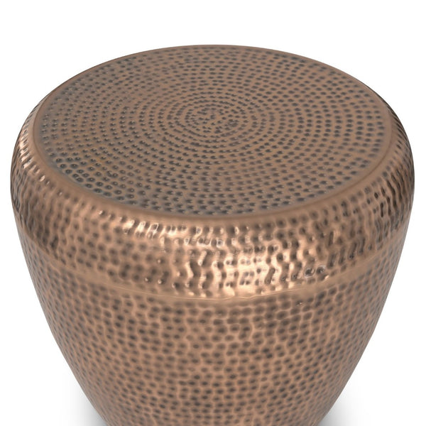 English Elm Preston - Handcrafted Antique Copper Drum Side Table - Modern Industrial Accent For Any Room B136P159008-GIGA