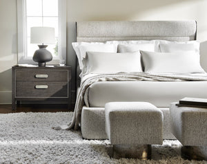 Bernhardt Bernhardt Prado King Panel Bed With Deep-Channel Upholstered Headboard And Porcini Wood Accents K1886