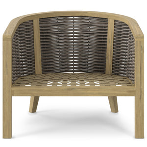 English Elm Parkside Handwoven Outdoor Conversation Chairs Set of 2 - Natural Beige Acacia Wood, Weather‑Resistant Cushions B136P159363