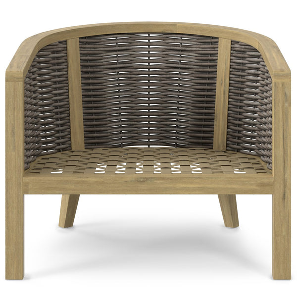 English Elm Parkside Handwoven Outdoor Conversation Chairs Set of 2 - Natural Beige Acacia Wood, Weather‑Resistant Cushions B136P159363