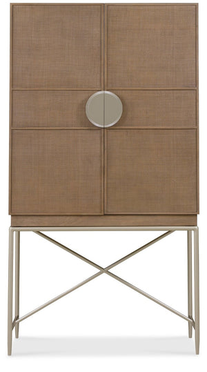 Hooker Furniture Sonnet Wren Oak Storage Cabinet With Cane Doors, Soft-Close Hardware, Slim Metal Base For Stylish Organization 6072-10309-85