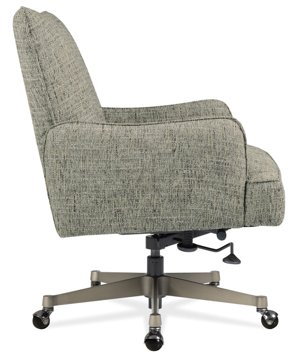 Hooker Furniture Quinn Polyester Upholstered Executive Office Chair with Swivel Tilt and Pewter Metal Base EC426-400