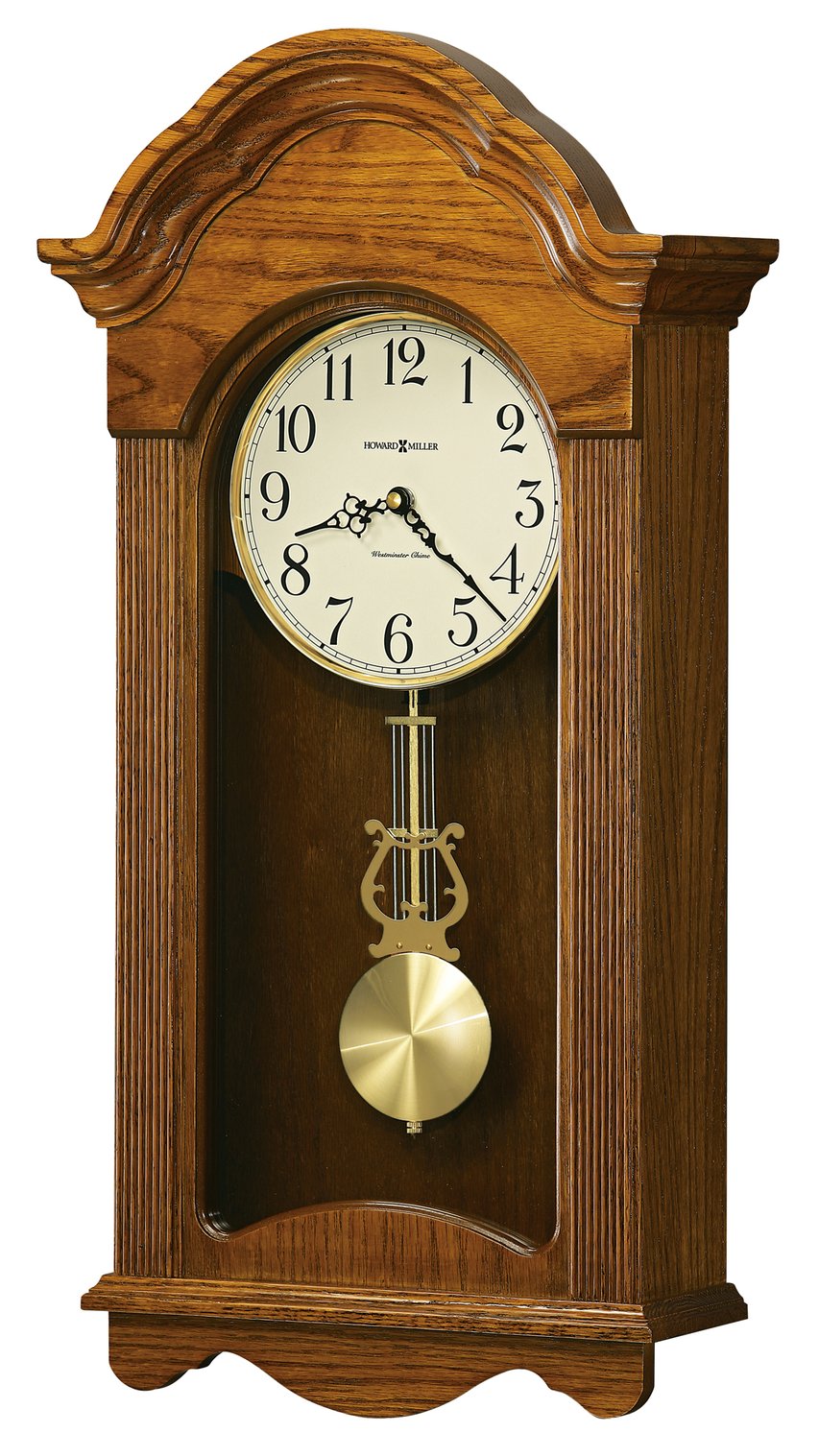Hekman Furniture 625467 Howard Miller Jayla Wooden Wall Clock - Elegant Legacy Oak Finish With Chiming Pendulum Legacy Oak Jayla Wall Clock 625467
