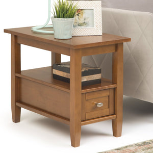 English Elm Warm Solid Wood 14-Inch Wide Transitional Narrow Side Table With Storage For Compact Spaces B136P159567-GIGA