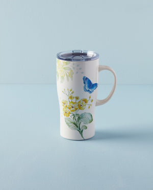 Lenox Butterfly Meadow Yellow Flowers Stainless Steel Car Coffee Mug Yellow, YELLOW METAL 895751