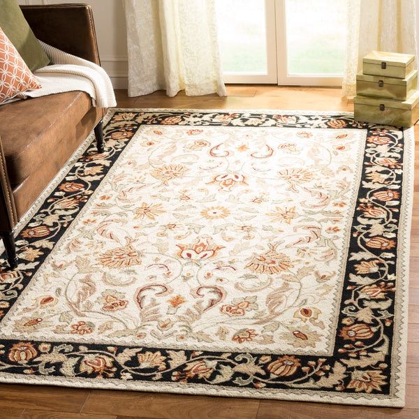 Safavieh Gentry Hand Hooked Polypropylene Rug Ivory / Black EZC101A-24