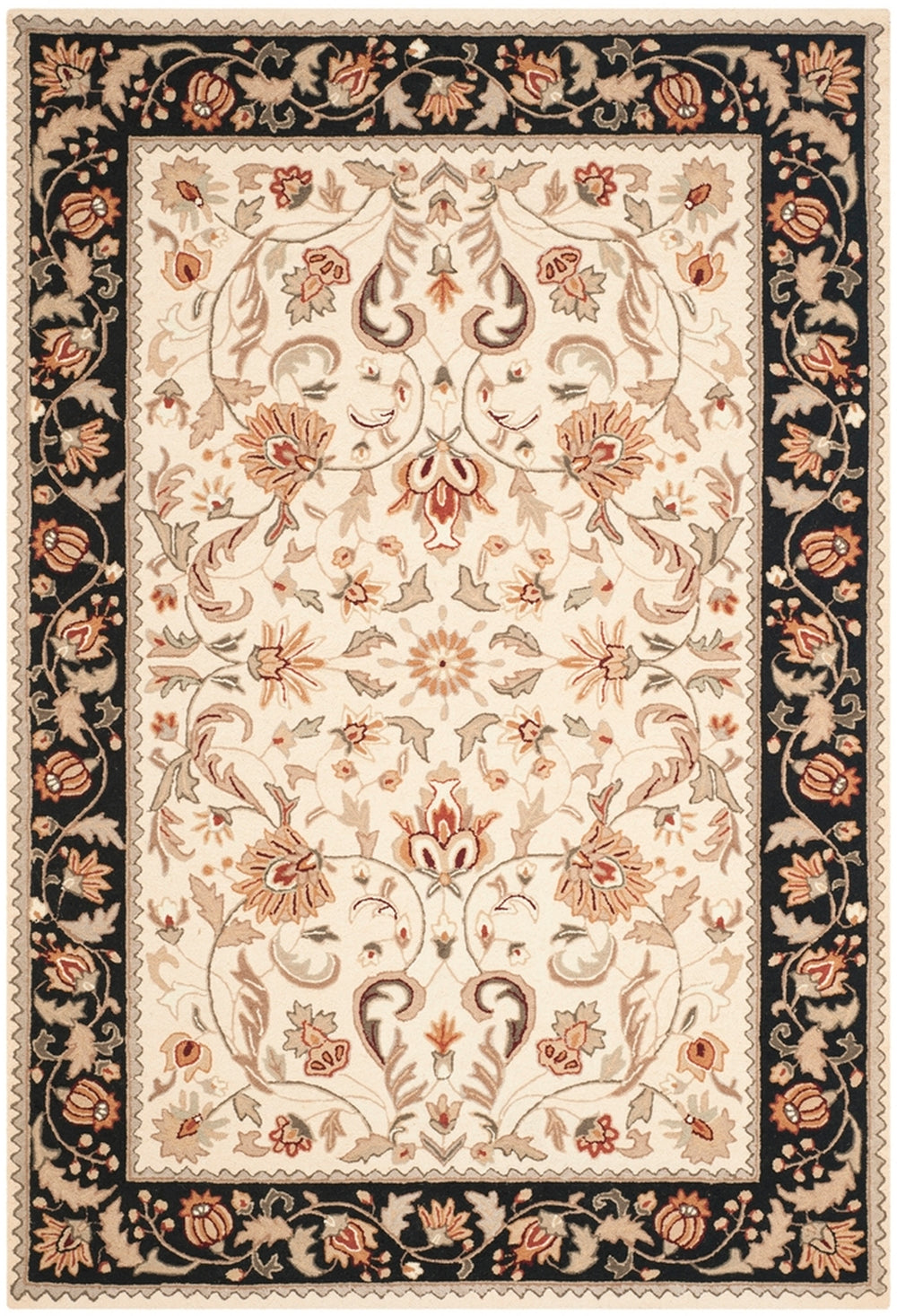 Safavieh Gentry Hand Hooked Polypropylene Rug Ivory / Black EZC101A-24